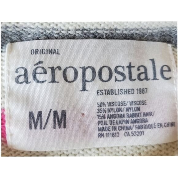 VTG Aeropostale Medium Y2K Sweater Angora rabbit hair bl colorful Rainbow - Picture 2 of 11